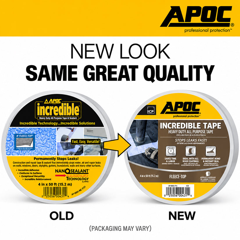 APOC Incredible Tape fleece-top roof repair tape roll 4 inch x 50 ft