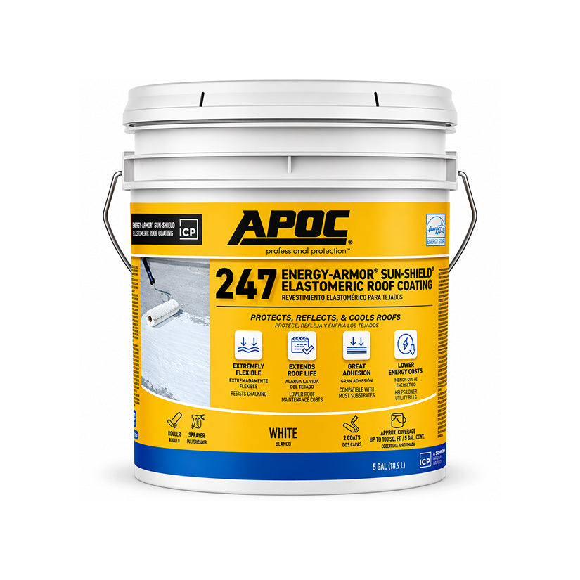 APOC 247 Energy-Armor Sun-Shield white elastomeric roof coating 5 gallon pail