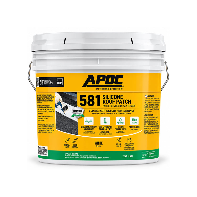 APOC 581 silicone roof patch white pail