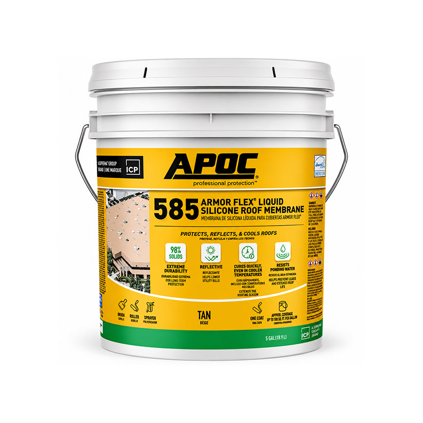 APOC 585 Armor Flex white liquid silicone roof coating 5 gallon pail
