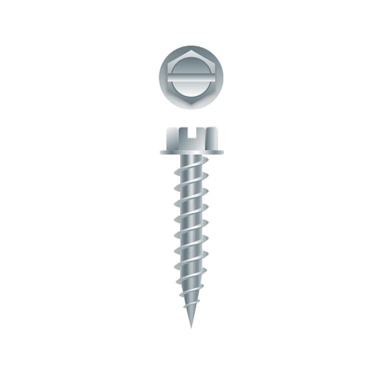 #8 Screw 1 inch Slot Hex Head Zinc Needle Point – 8K Pack