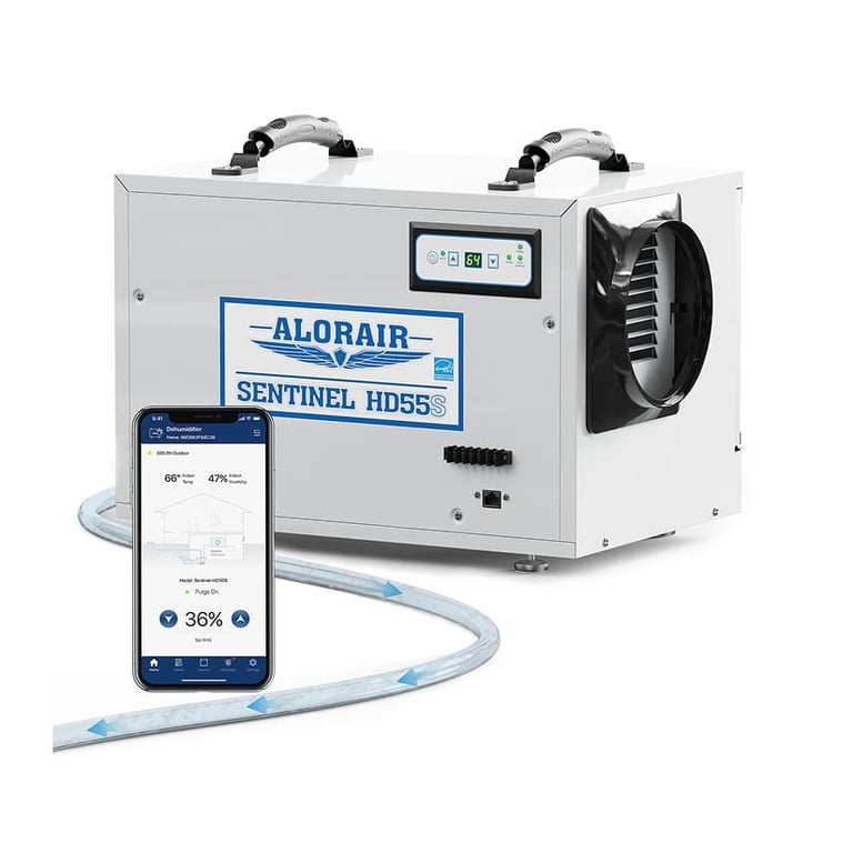 AlorAir Sentinel HD55S White WiFi crawl space and basement dehumidifier