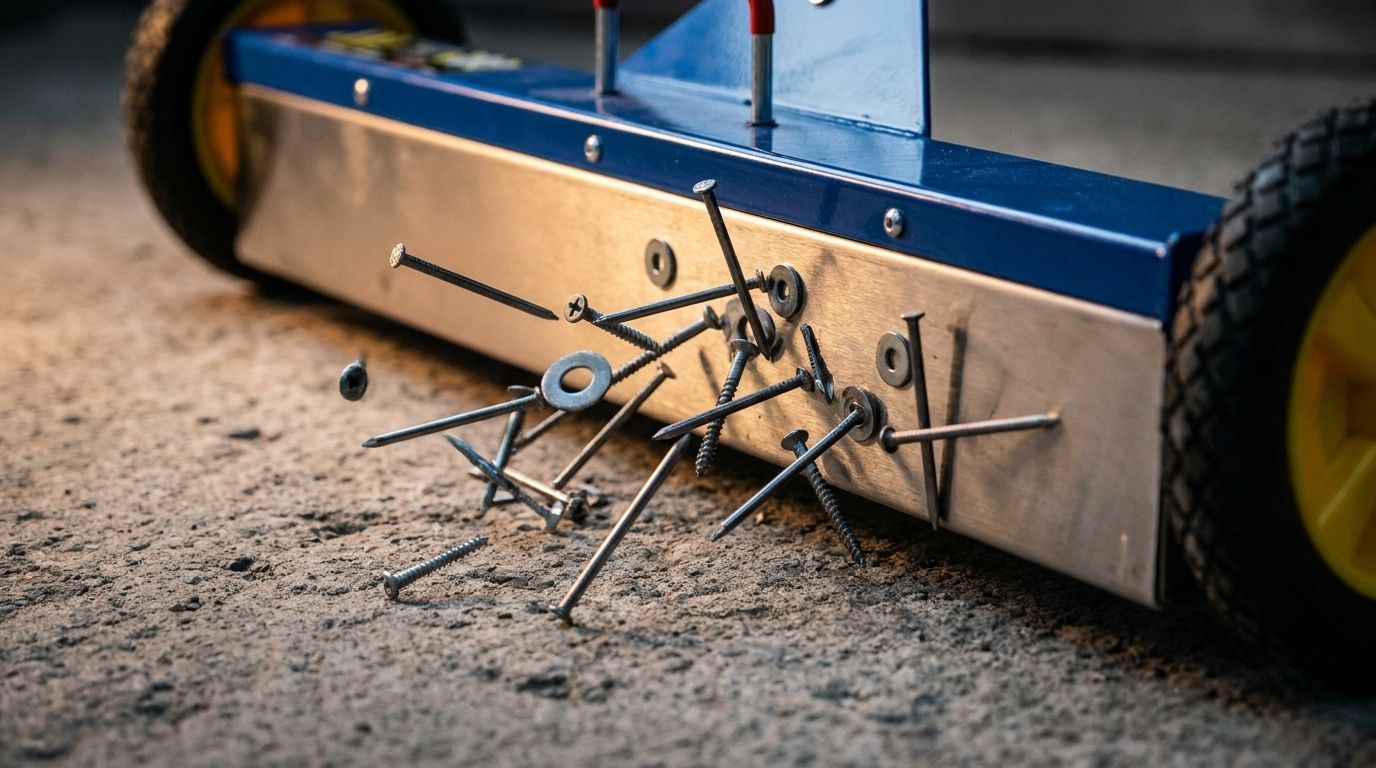 Metal debris attracted to the stainless magnetic box