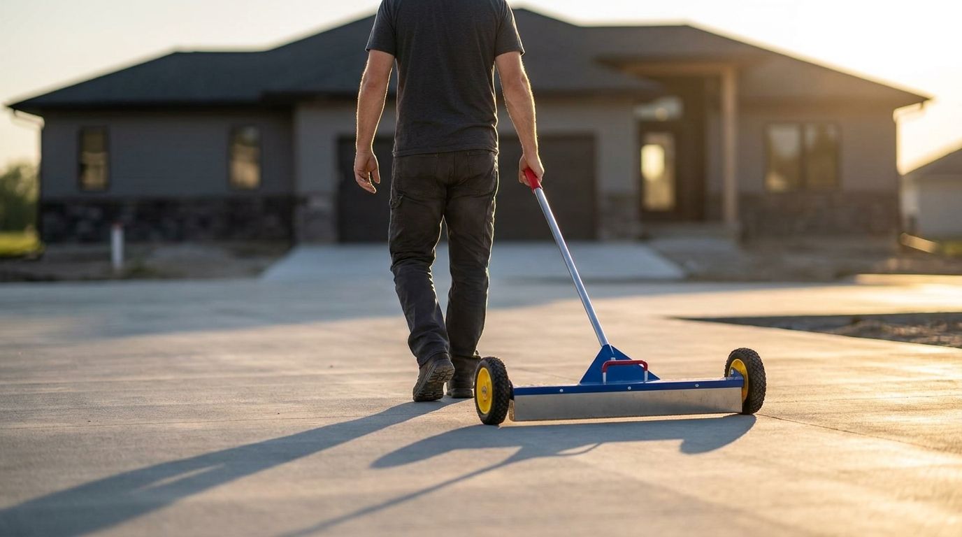 Contractor leaving a clean jobsite with the sweeper