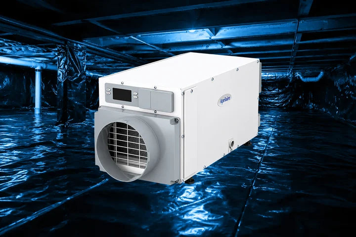 AprilAire E070 being installed in a crawl space