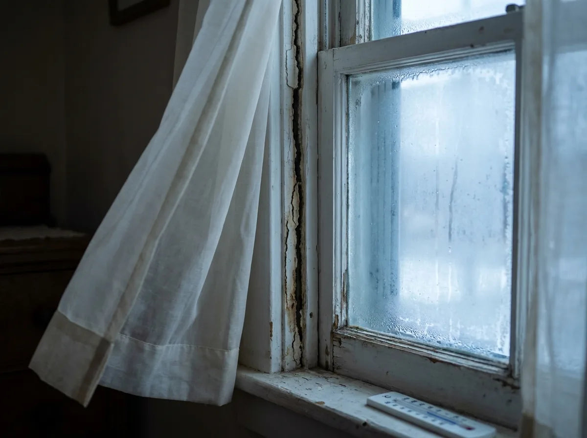 Before: drafty window with air leaks and worn sealing