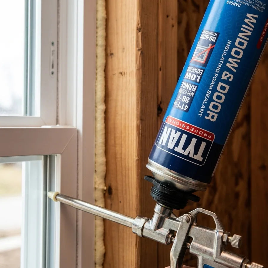Applying a precise bead of low expansion foam into a window frame gap